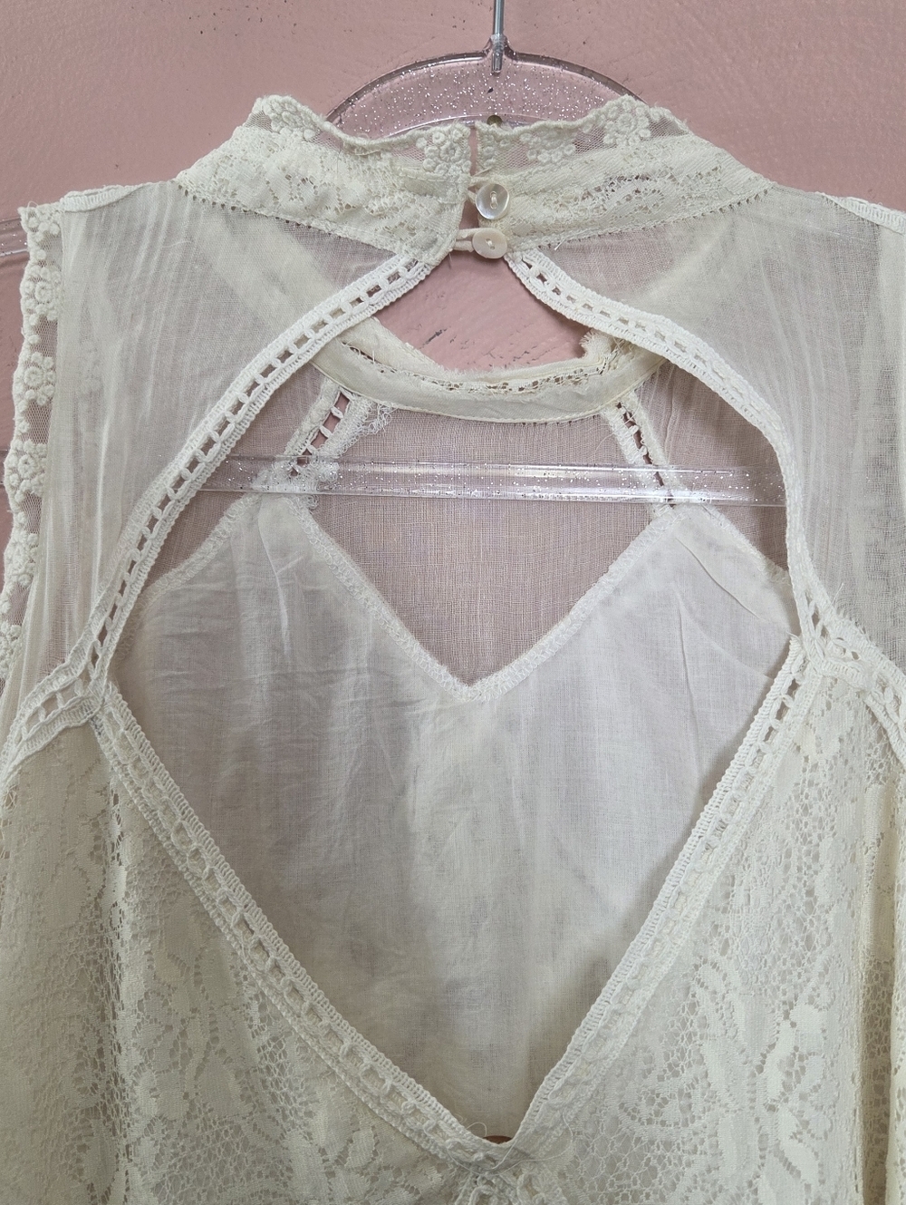 FREE PEOPLE FP ONE Ivory Angel Lace Dress Extra Small - Picture 7 of 11